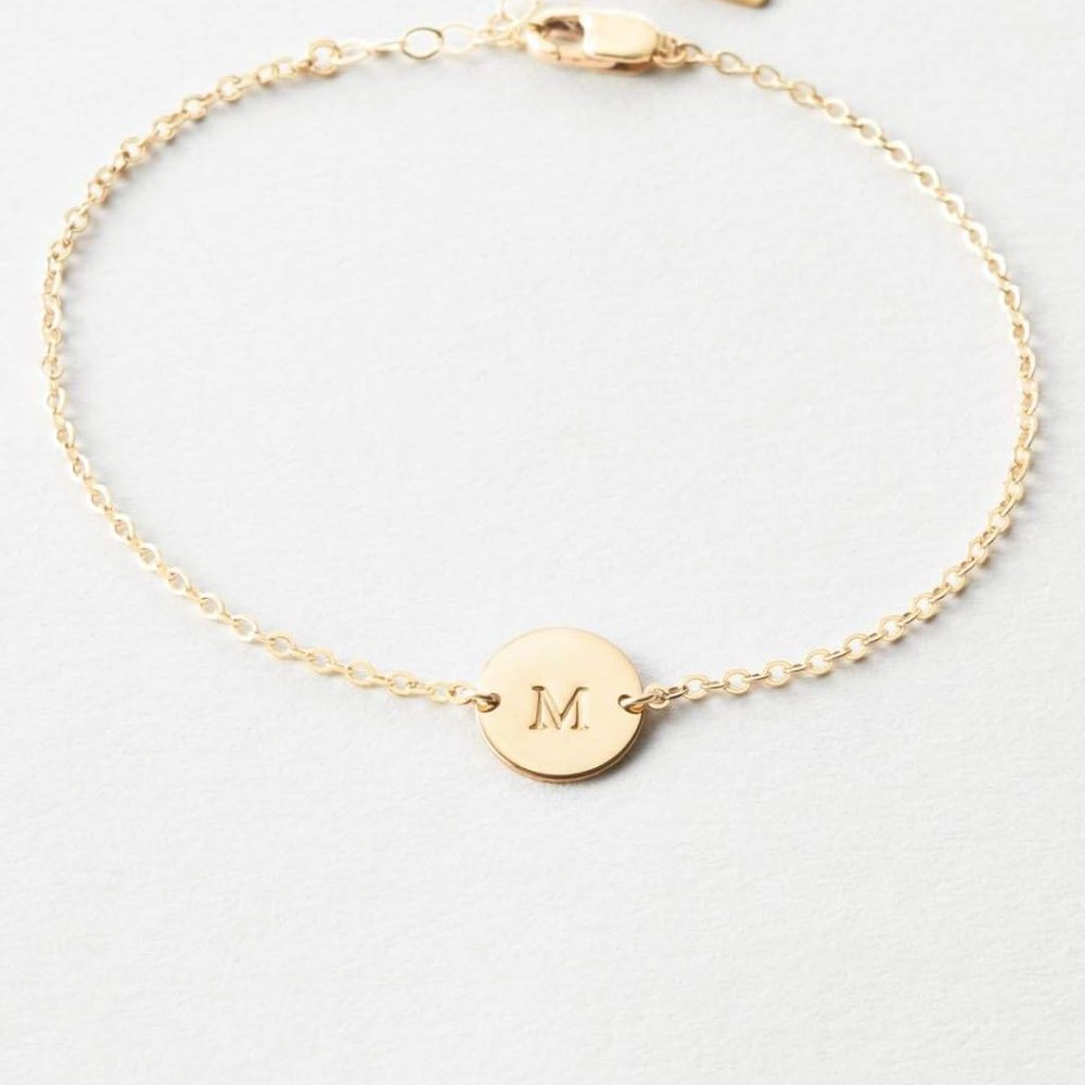 Minimalist Initial Letter Pendant Simple Bracelet - Picture 4 of 10